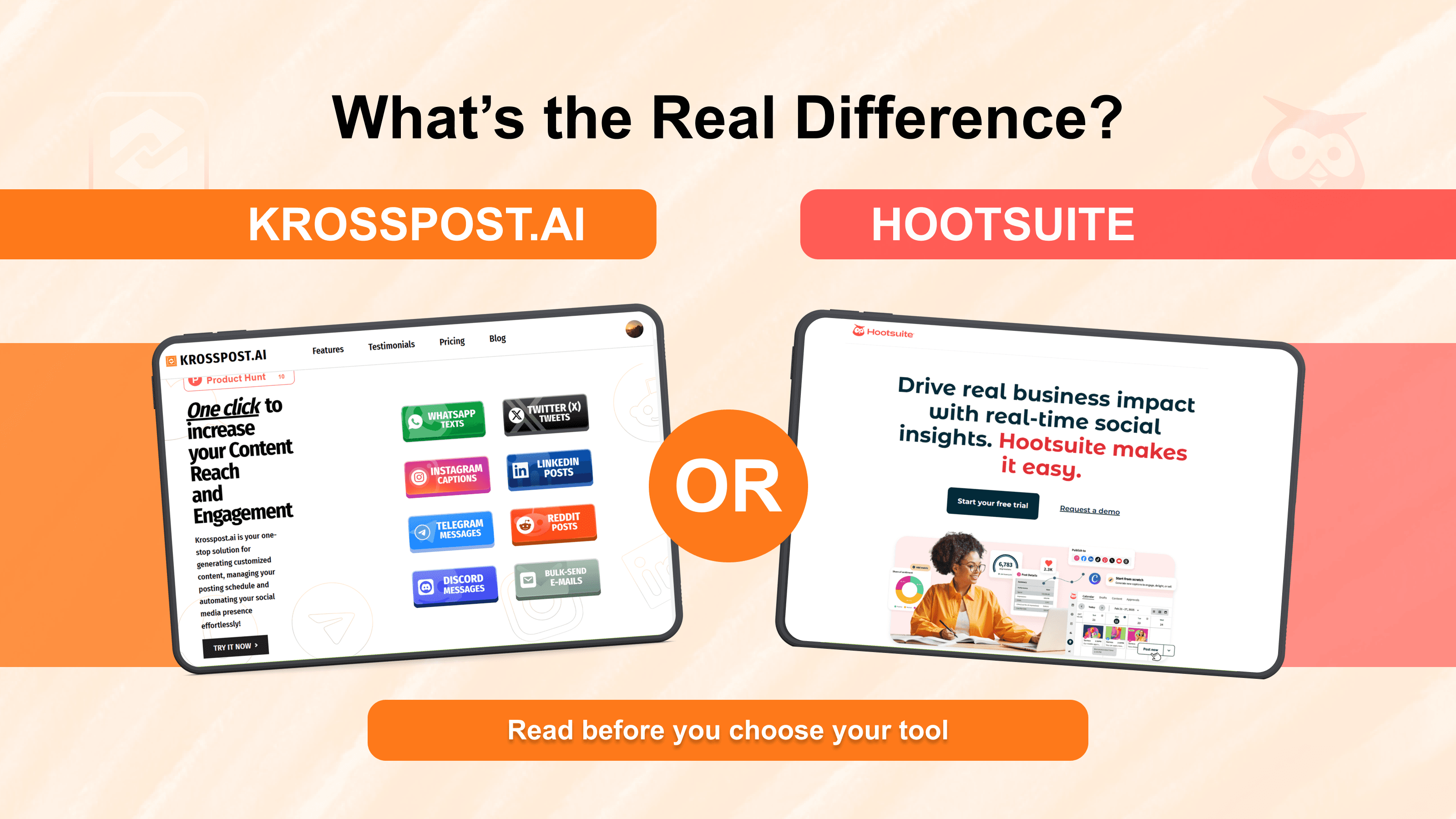 Krosspost AI vs Hootsuite: Managing Dashboards vs Driving Growth