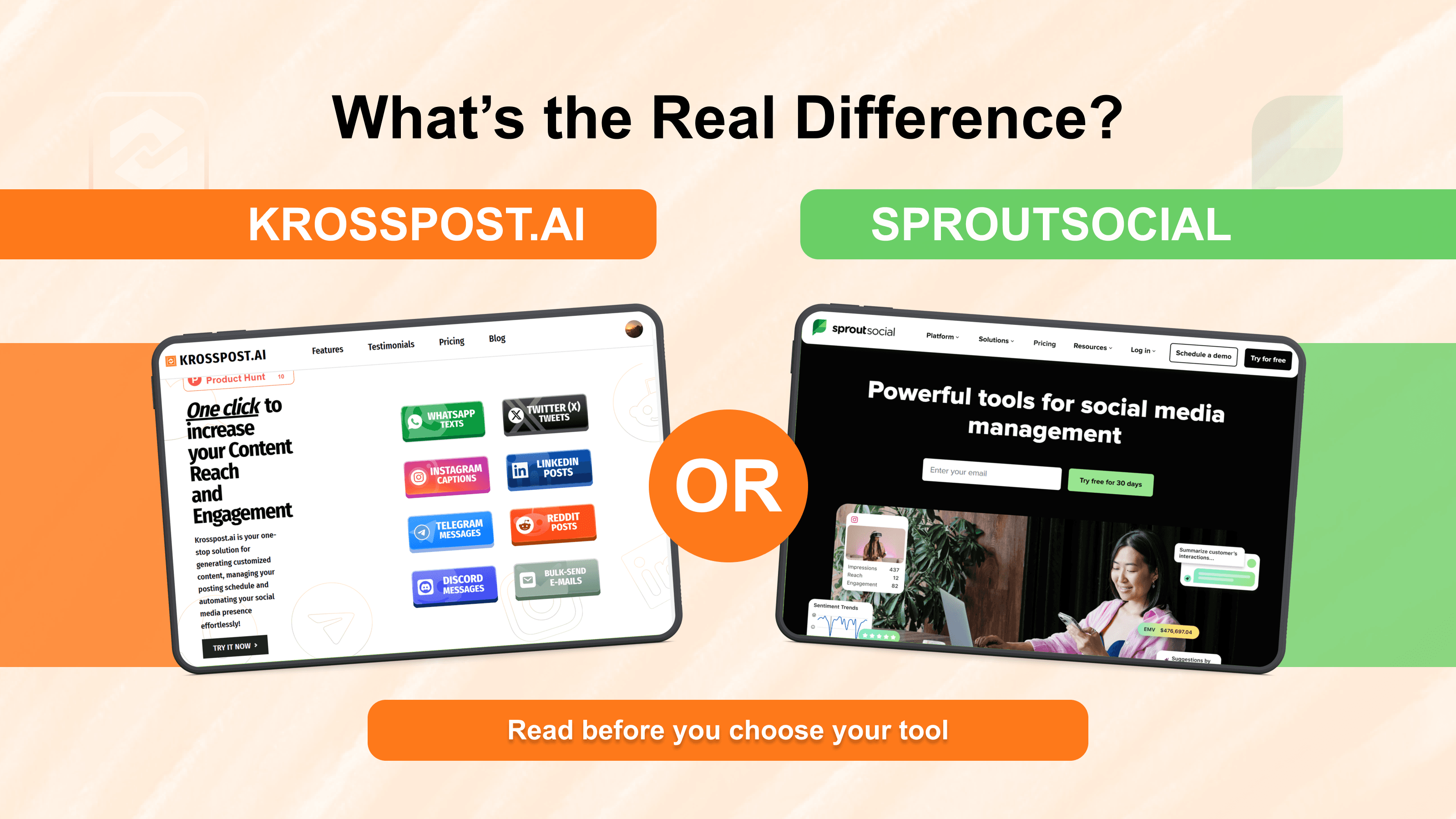 Krosspost AI vs. Sprout Social: Do You Need Deep Data or Wide Reach?